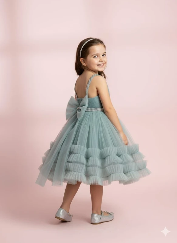 Arkası fiyonk detaylı incili abiye