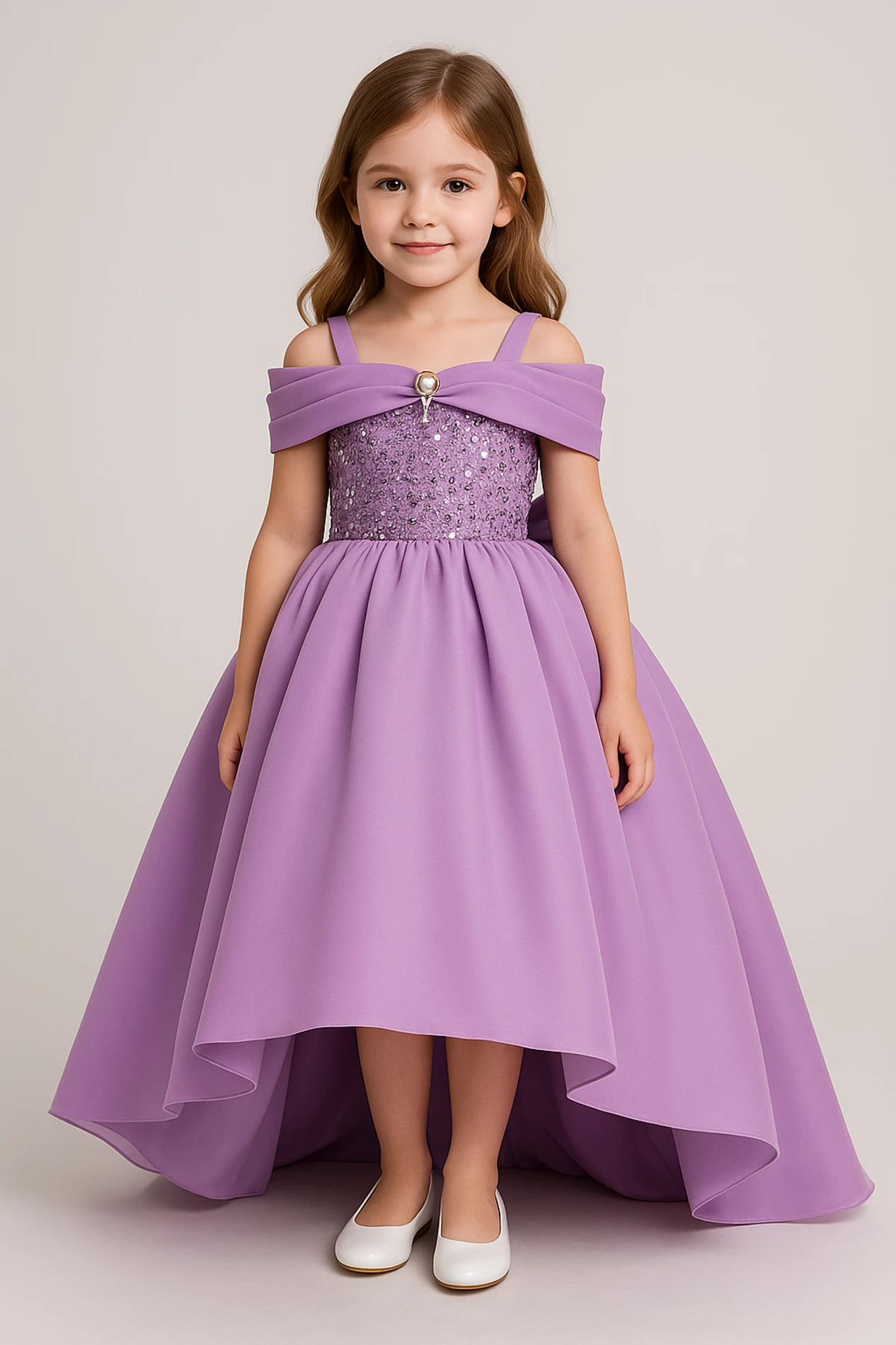 İnci detaylı çocuk abiye elbise