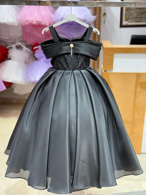 İnci detaylı çocuk abiye elbise