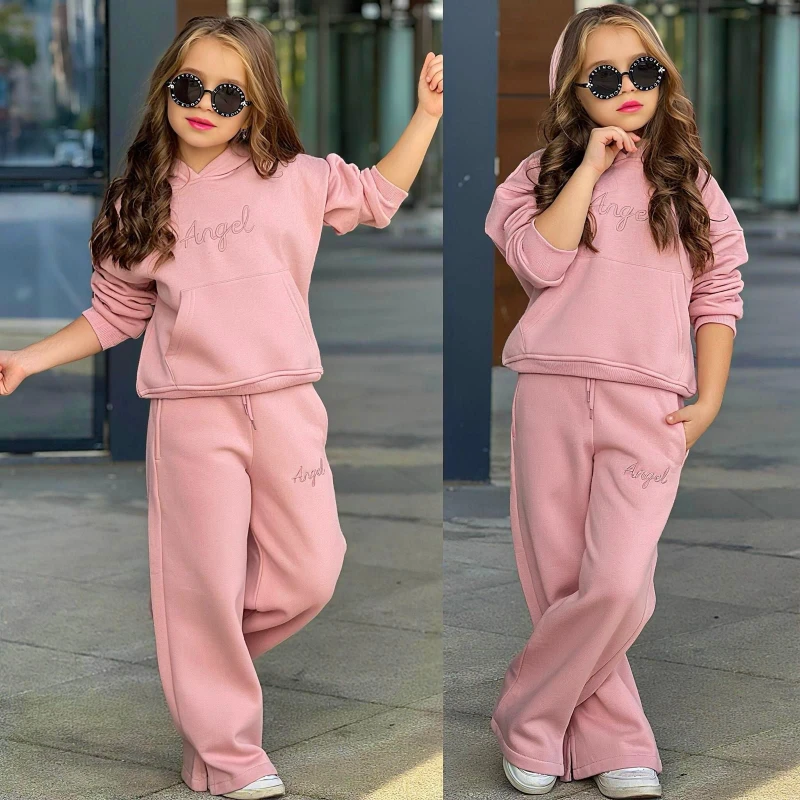 Kapşonlu kanguru cepli kız takım