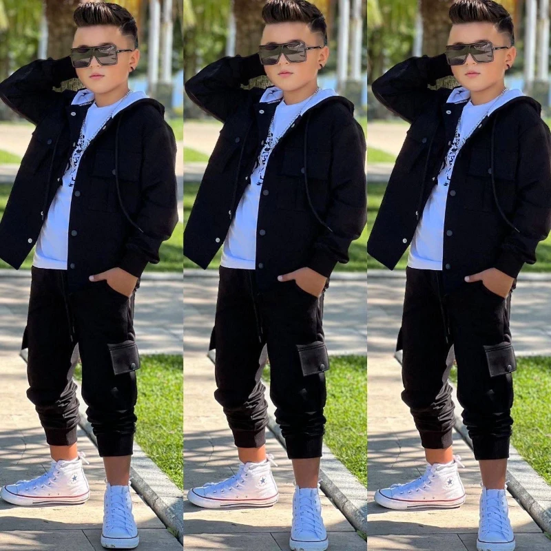 Kapşonlu 3 lü hırkalı erkek takım