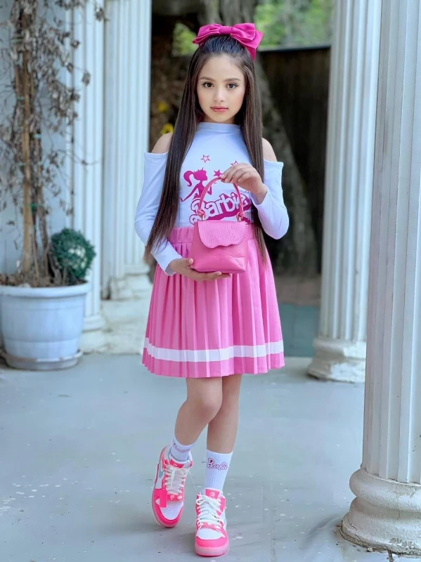 Barbie etekli çantalı takım 