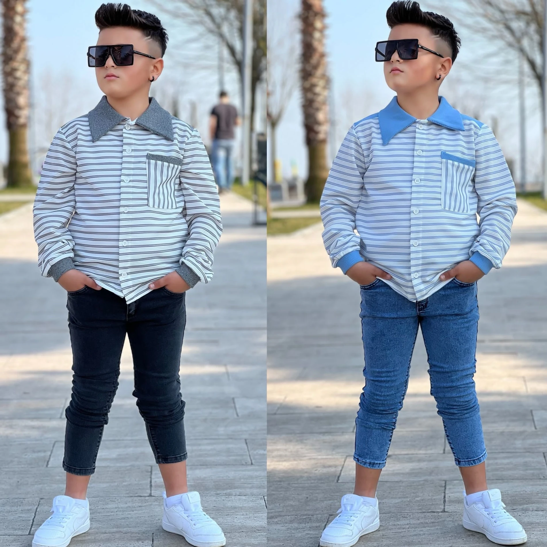Çizgili erkek takım 