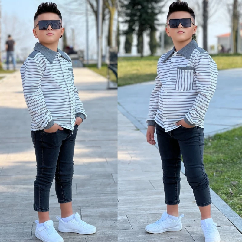 Çizgili erkek takım 