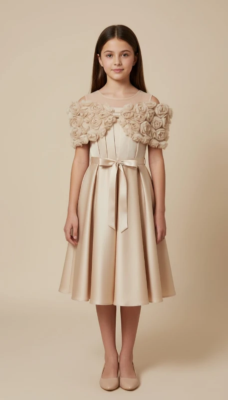 Omuzu gül detaylı abiye 