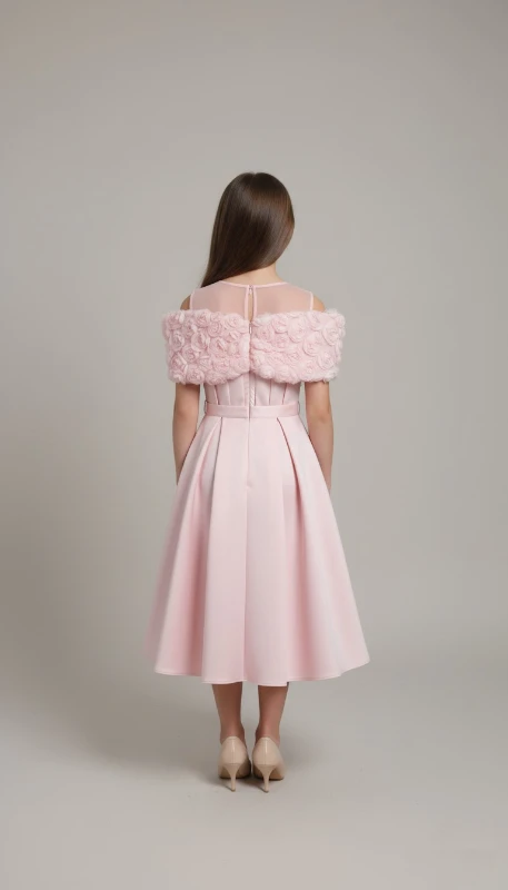 Omuzu gül detaylı abiye 