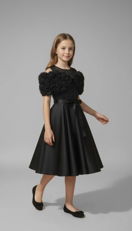 Omuzu gül detaylı abiye 