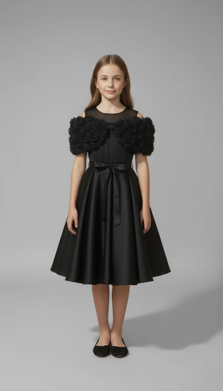 Omuzu gül detaylı abiye 