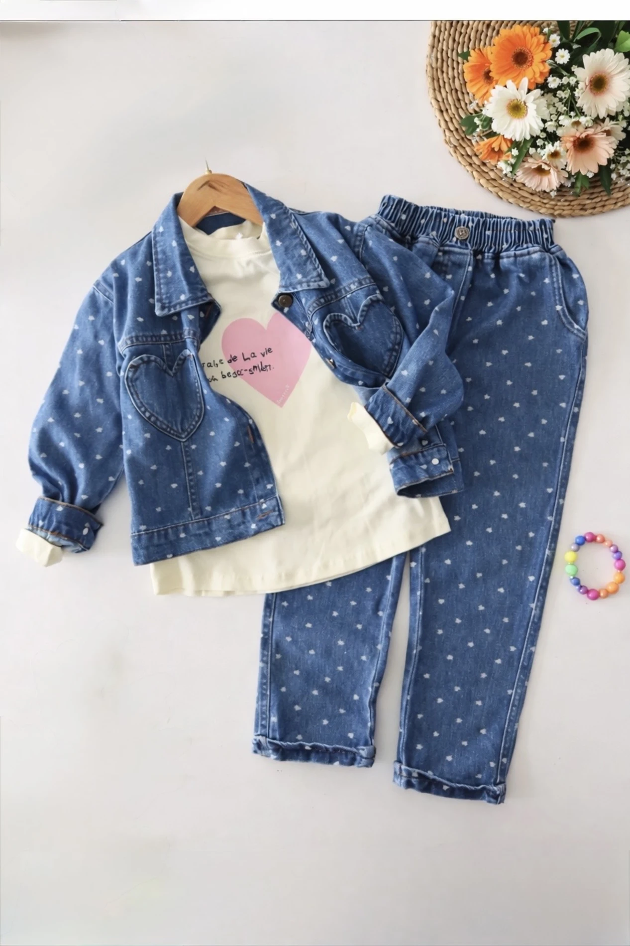 Kalpl baskılı kot 3 lü takım 