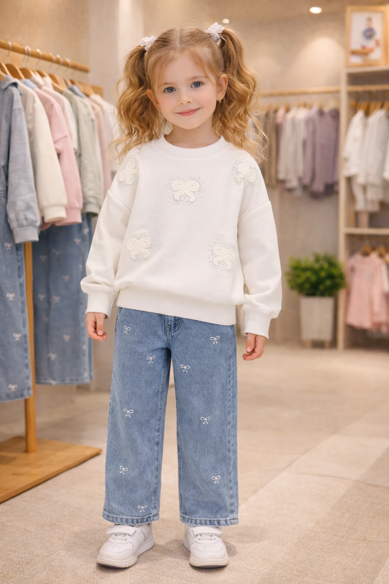 Fiyonk detaylı kot ikili takım 