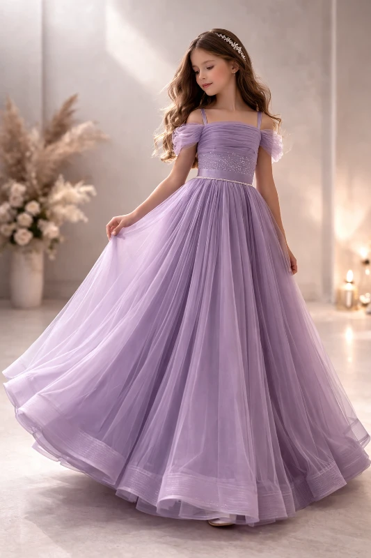 Garson boy omuz detaylı kız çocuk abiye 