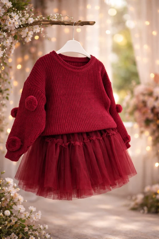 Bordo etekli kız takım 