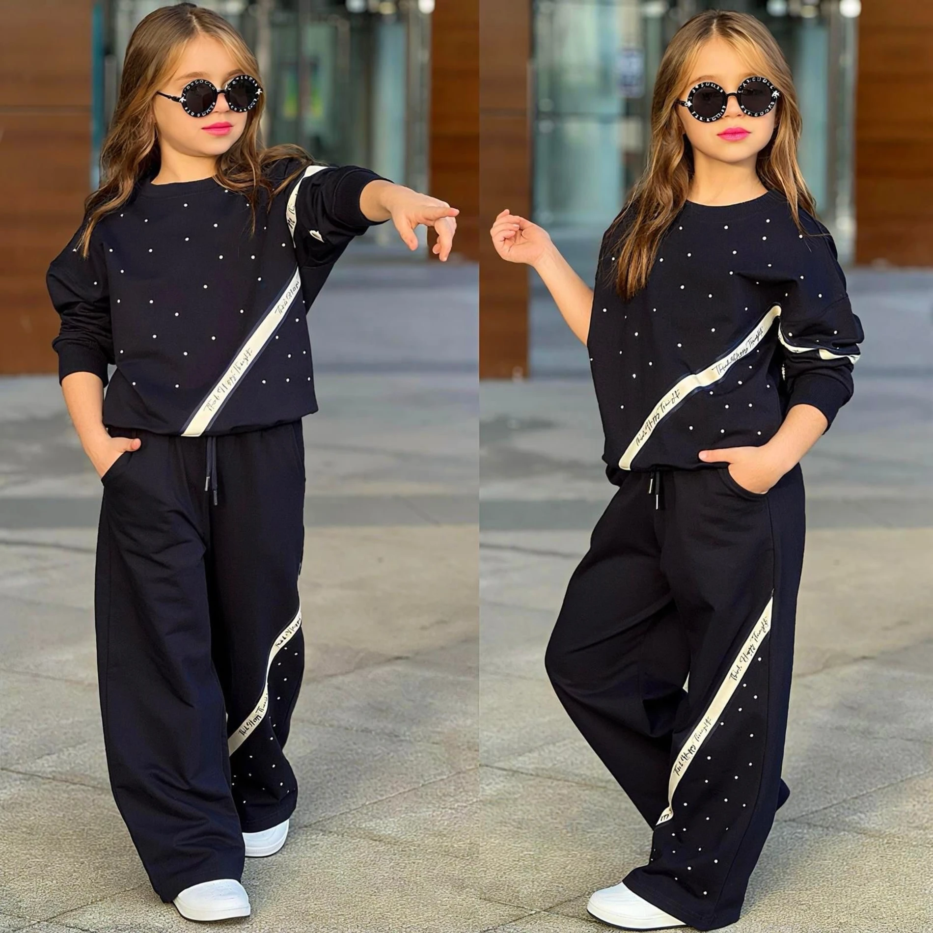 Taş baskılı ikili kız takım