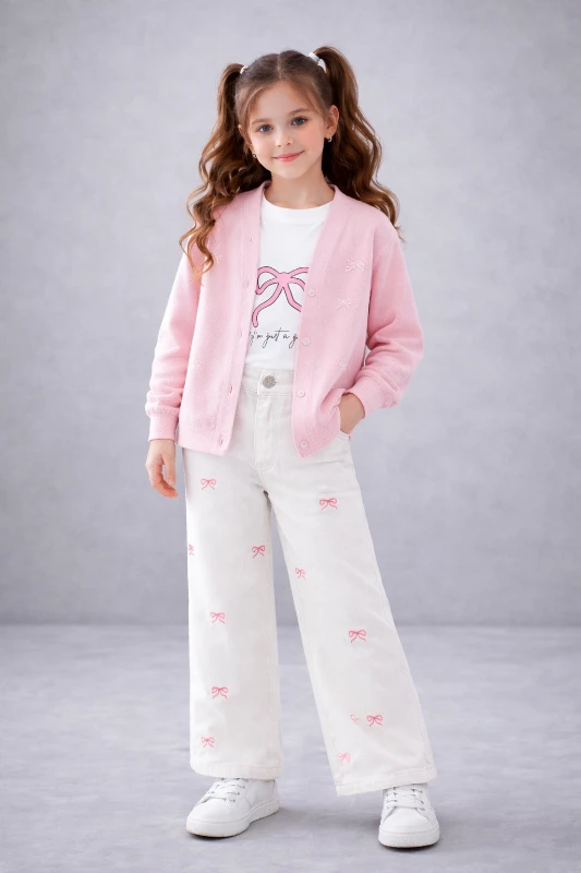 Fiyonklu Hırkalı 3 lü kombin 