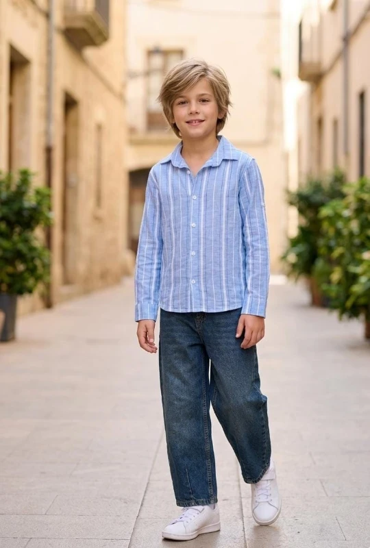 ÇİZGİLİ GÖMLEK KOTPANTOLON 2Lİ TAKIM