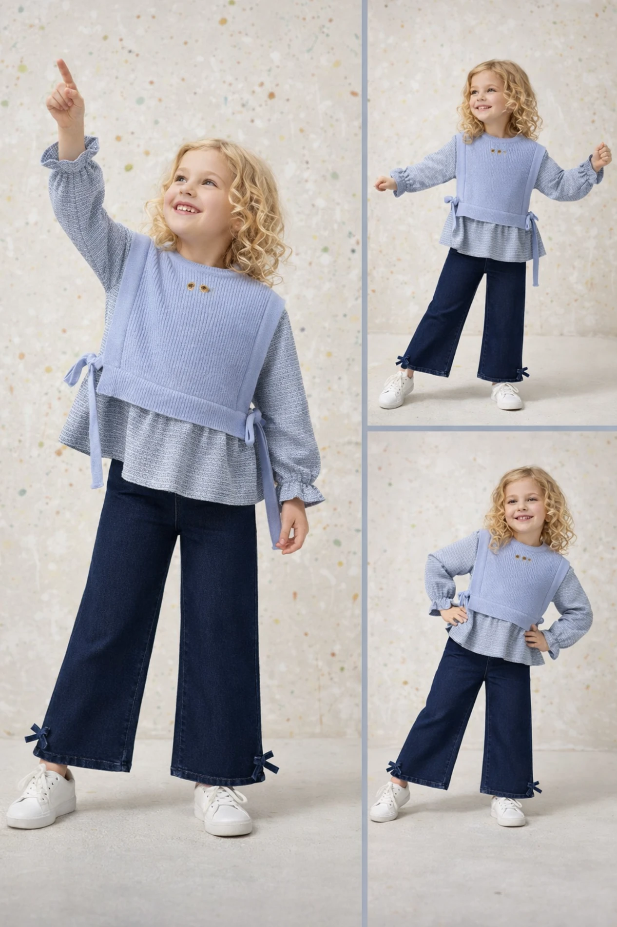 Triko süveterli 3 lü takım 