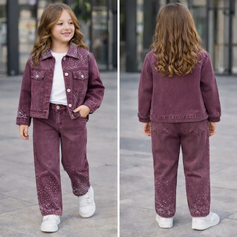 Taş baskılı kot takım 