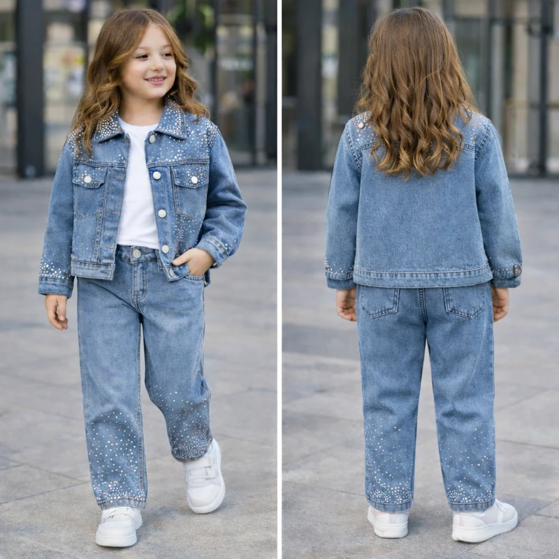 Taş baskılı kot takım 