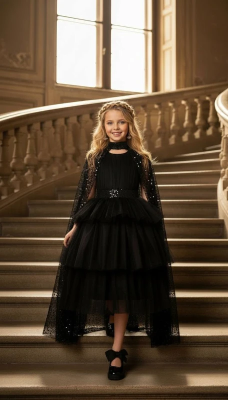 Pelerinli çocuk abiye 