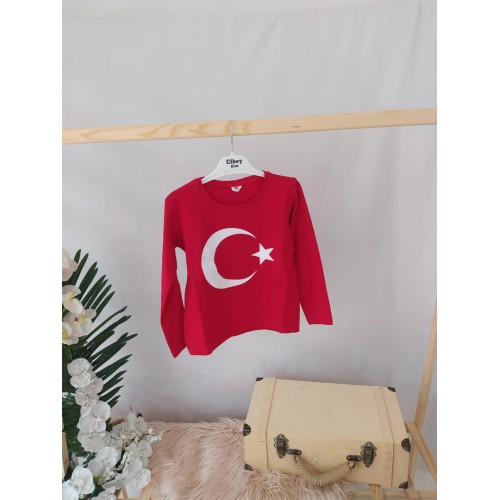 Türk Bayraklı Kırmızı Tişört